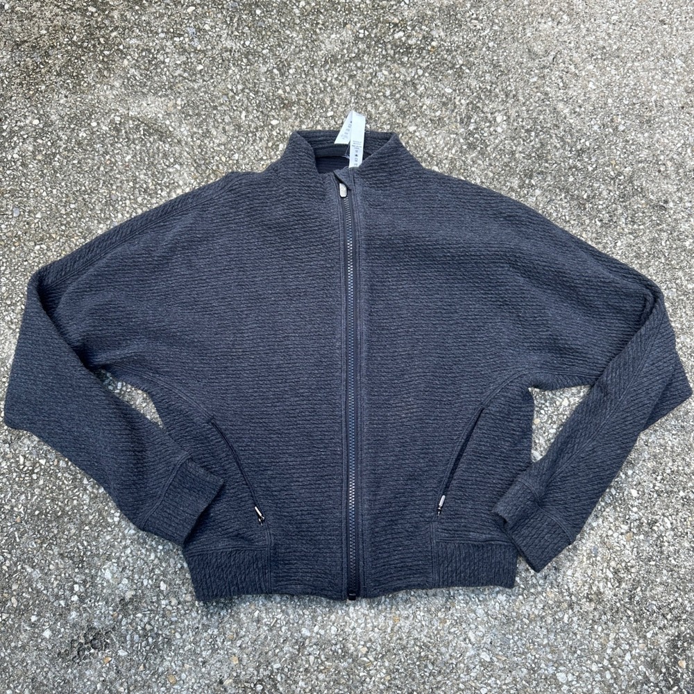 Lululemon Like New Textured Full Zip Jacket Charcoal Grey Size 2 Activewear